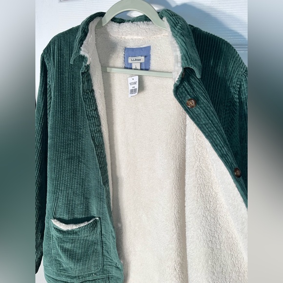 NWT Women’s L.L. Bean Corduroy Utility Sherpa Lined Jacket Shacket Button Large - Picture 7 of 10